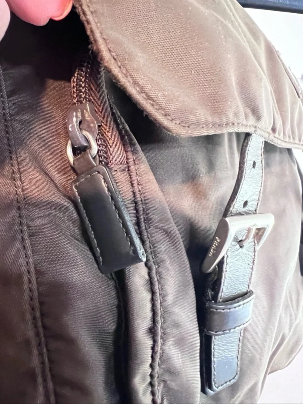 Prada Dark Brown Nylon Crossbody Messenger Bag